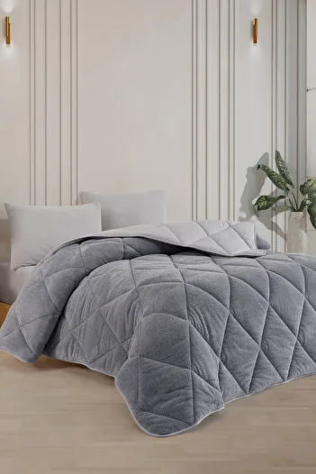 Adelya Luxury Gray Double Wellsoft Quilt - Double Sided, 195X215 cm