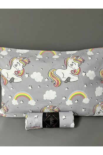 mihriban Single Unicorn Pattern Fitted Sheet Set Gray 100X200 cm