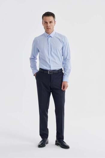 Jakamen Ανδρικό πουκάμισο μπλε Slim Fit με σχέδιο χωρίς τσέπη