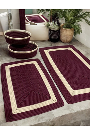 HomeTurko Jute Bath Mat - Set of 4 Basket, Double Sided Durable Decorative Gift Home Item