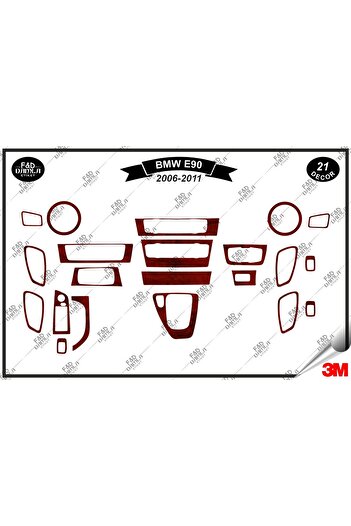 FD Damla Etiket BMW E90 2006-2011 Garnitură Consolă Torpedo - Set Garnitură Mahon Piept 21 Bucăți