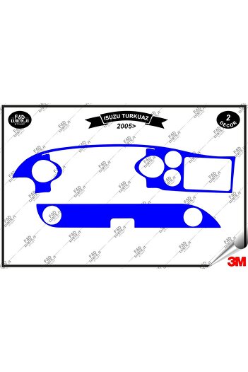 FD Damla Etiket Isuzu Turquoise 2005 Garnitură Consolă Torpedo Set Furnir Mahon Piept 2 Bucăți Albastru