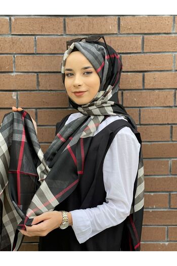 Sima Black-Red Burberry Plaid Shawl