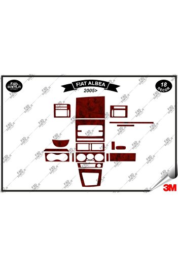 FD Damla Etiket Fiat Albea 2005 Torpedo - Set de 18 piese pentru consola din mahon