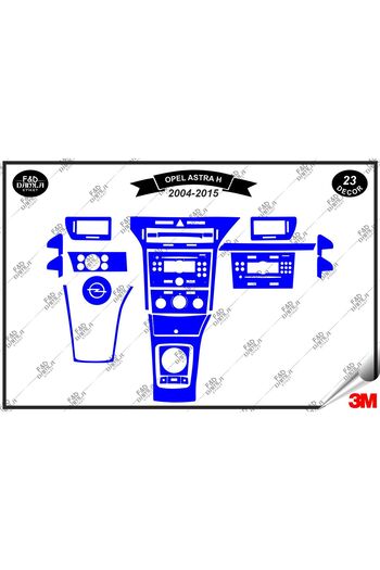 FD Damla Etiket pentru Opel Astra H 2004-2015 Garnitură Consolă Torpedo Set Furnir Mahon 23 Bucăți Albastru