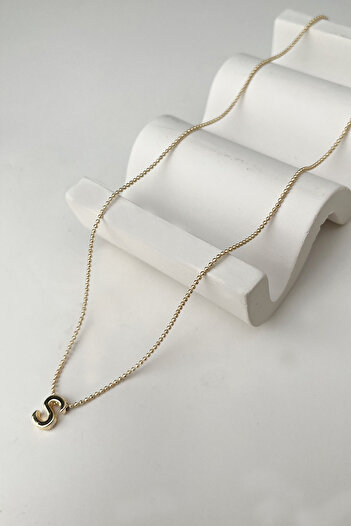 Modex Gold Color Three-Dimensional Letter S Necklace (45+5cm)