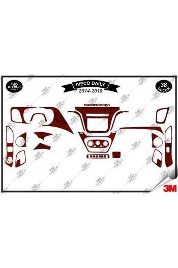 FD Damla Etiket 2014-2019 pentru IVECO Daily Garnitură Consolă Torpedo - Set Furnir Mahon Piept 38 Bucăți