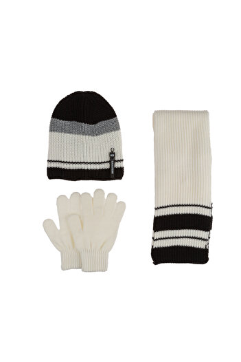 Kitti 9-15 Years Old Boy Scarf Beret Glove 3 Piece Set