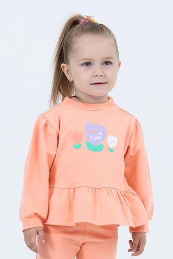 Magu Winter Cotton Floral Print Sweatshirt Tracksuit Bottom-Top Set Girl's