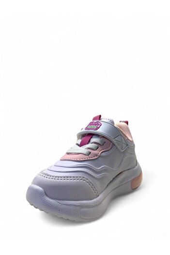 Kinetix STACH PU B 4PR Ortopedik Kız Bebek Beyaz/Pembe Işıklı Sneaker