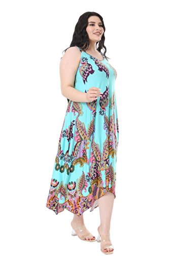 MELSAY Turquoise Shawl Patterned Buckle Strap Women's Dress
