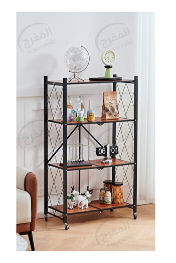 ALMUFARREJ Coffee Corner Table, Side Table, Bookcase with 4 Wood Shelves Meet All Your Needs