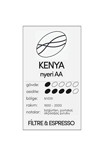 Store Kenya Nyeri Aa Filtre Kahve, Çekirdek Kahve, Espresso Kahve 250gr
