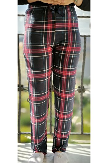 Aleza Shoes Women's Plaid-Patterned-Solid Cotton Viscose Pajama Bottom