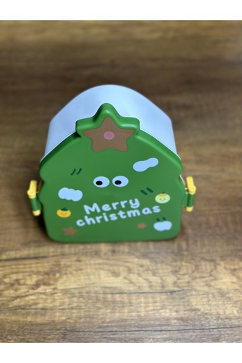 7K Green Merry Christmas Patterned Christmas Patterned Children's Lunch Box Container