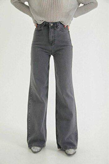 Ramrod Forsa Füme Power Likralı Süper Yüksek Bel Salaş Jeans Palazzo Pantolon