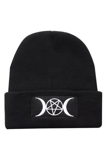 Köstebek Pentagram Moon Beanie Black Beret