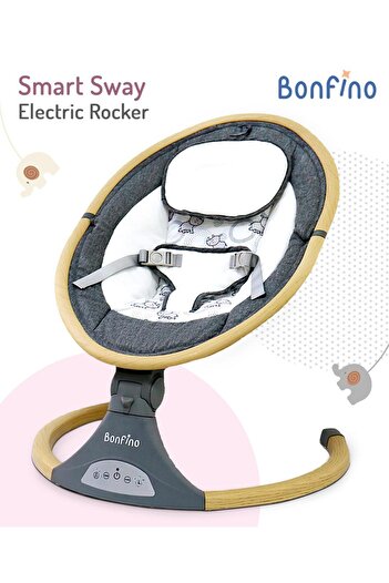 Bonfino Bonfino Smart Sway Electric Rocker, Aluminium Frame, Melange Fabric, Toybar, 0 Months+ - Grey