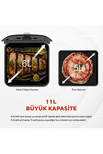 KUMTEL Xxl 11 Litre Çift Hazneli Fastfryer (yağsız Fritöz Airfryer ) Haf-11