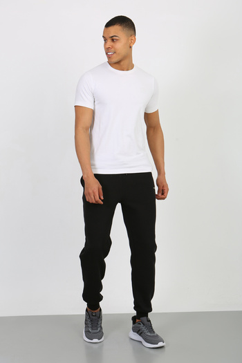 UOMOPARK 2020-2 Regular Fit Slim Fit 100% Cotton Black Crew Neck Casual T-Shirt