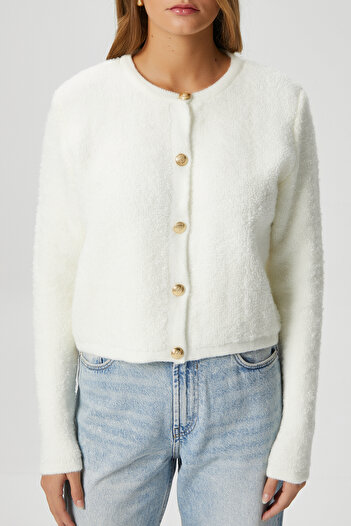 Ritnice Edna Ecru Women's Boucle Cardigan