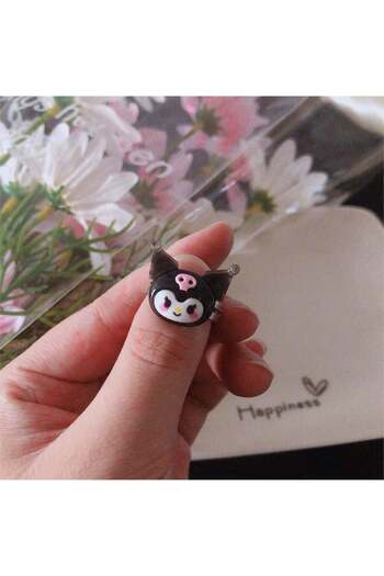 Köstebek Black Anime Harajuku Kuromi Face Ring