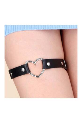 Köstebek Leather Leash with Punk Heart for Leg