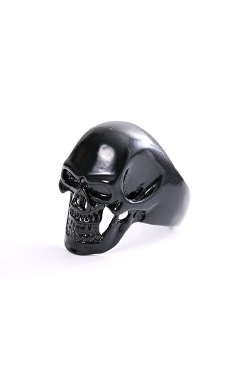 Chavin Black Big Skull Kurufafa Men's Ring Df94