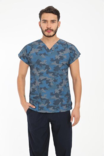 Arme medikal Scrubs chirurgical cu model Lycra de culoare închisă - Doctor, Asistentă, Veterinar, Dentist Single Top