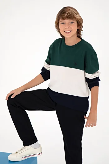 U.S. Polo Assn. Boy's Dark Green Crew Neck Sweater 50295544-Vr079