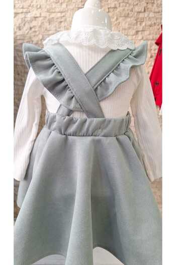 Lumia Baby Fkp Kids Suede Ruffled Flared Skirted Bowknot Girls' Gilet Dress