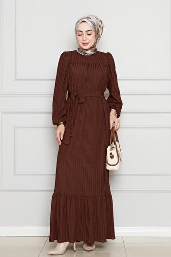 Sevitli Καφέ Ρόμπα Sahara Hijab Φόρεμα