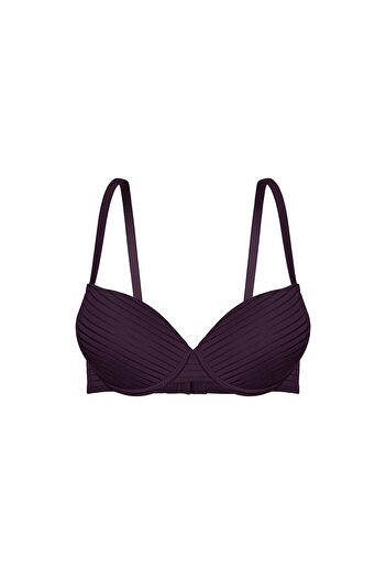 Wonna Ριγέ υφασμάτινο σουτιέν - Push Up, Επενδυμένο, Underwire - 2514 - Bitter Brown