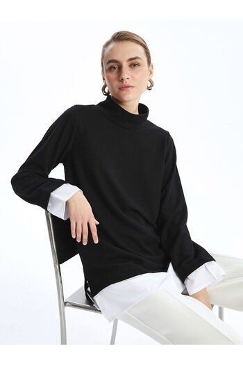 LC Waikiki Black Stand Collar Women's Tunic