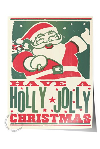 Postifull Frameless Christmas Poster, Christmas Decor, Comfort Series, Holly Jolly Christmas Poster, No:108683