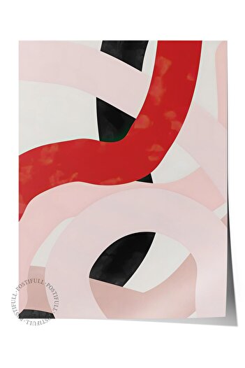 Postifull Frameless Poster, Comfort Series, Pink and Red Brush Strokes Poster, No:108706