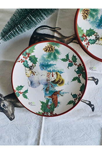 ECO KİTCHEN New Year's Special - 6-Piece Snowman Cake Plate