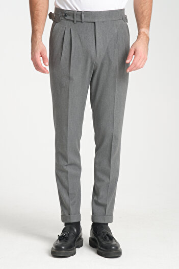Frappoli Pleated Men's Thick Italian Cut Double Leg Casual Pants