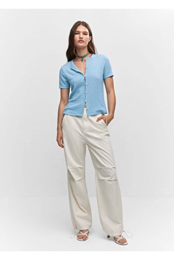 MANGO Woman Tricou cu textura cu nasturi