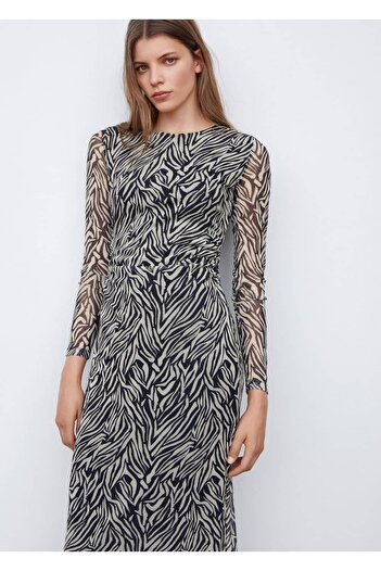 MANGO Woman Animal Pattern Midi Dress