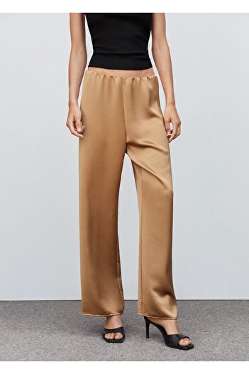 MANGO Woman Elastic Waist Satin Trousers