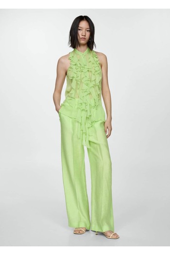 MANGO Woman Semi-Transparent Flounced Blouse