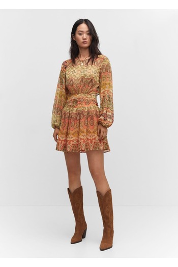 MANGO Woman Slit Patterned Dress