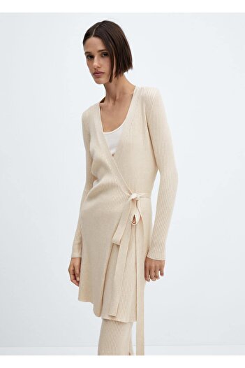 MANGO Woman Corded Knitted - Wrap Cut Cardigan