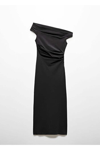 MANGO Woman Omzu açık drape elbise