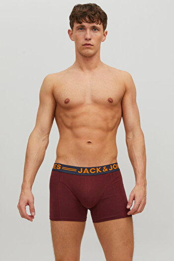 Jack & Jones Ανδρικό μπόξερ Jaclıchfield Trunks 3 Pac Claret Red