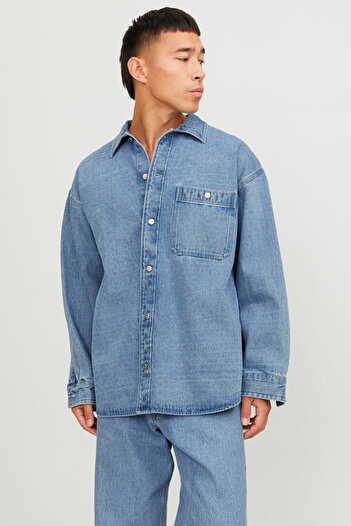 Jack & Jones Erkek Geniş Kesim Denim Gömlek - Santorini