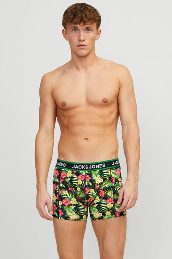 Jack & Jones Men's Boxer Pack of 3 - Pink Flowers Patterned Logo