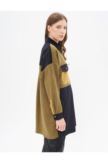 Kayra Black Velvet Tunic - Single Pocket
