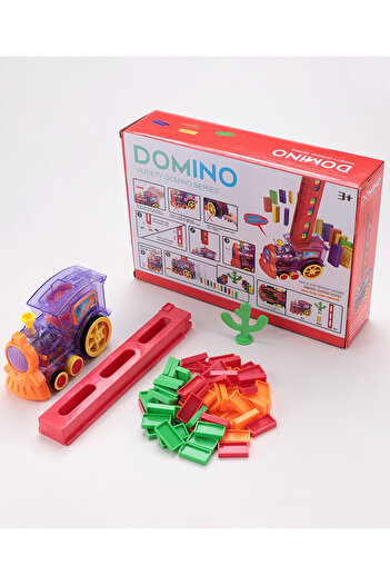 Fab N Funky 63pcs Toy Train Domino Game Set for Kids 3+, Educational Colorful Stacking Dominoes